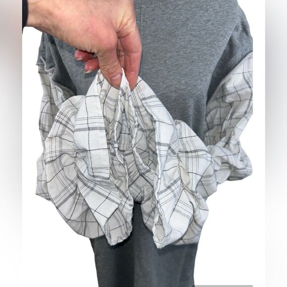 Mustard Seed Lagenlook Sweatshirt Dress Mixed Media Tiered Sleeves Size Medium - Picture 4 of 6